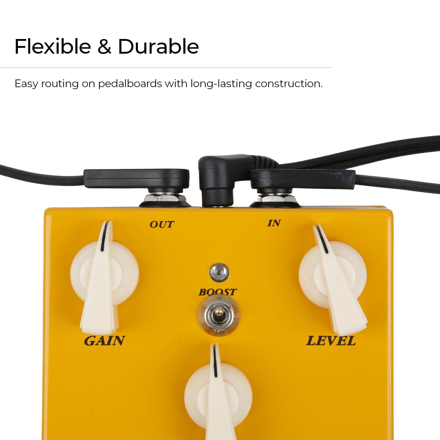 Pedalzoo Flat Patch Cable for Guitar Pedals, 6 Inch (3-Pack) – Low Noise Space-Saving Pedalboard Patch Cables with Angled Connectors, Oxygen-Free Copper, Dual Shielded Guitar Effects Cable