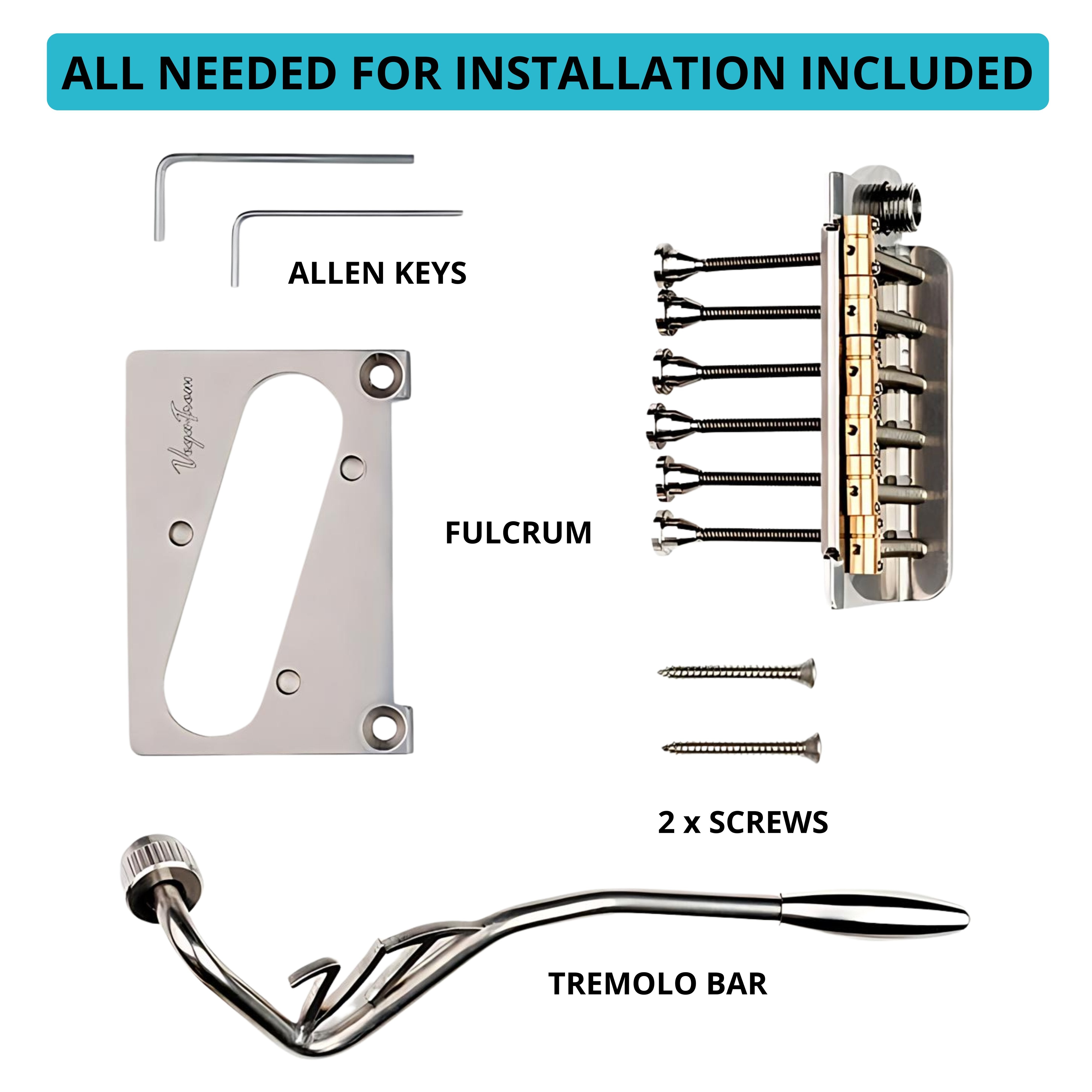 Vega-Trem VT2 Teletrem Modern Telecaster Guitar Tremolo Bridge For Tele Easy Installation