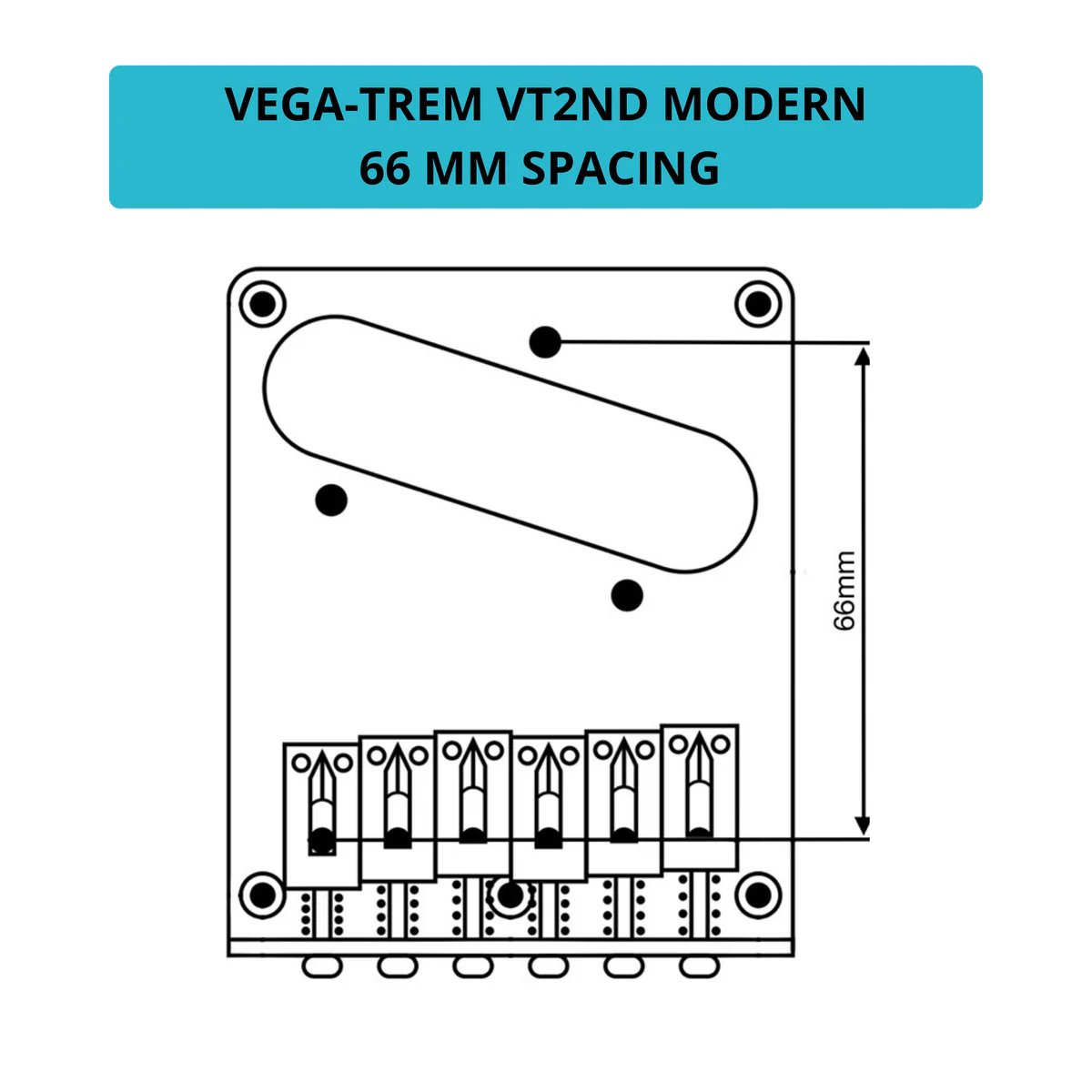 Vega-Trem VT2ND TeleTrem Modern Gold w/out Logo — No-Drill Tremolo for Telecaster-Style Guitars (Modern 66 mm Layout), Patented 3-Pair Independent Brass Saddles, Tension-Adjustable