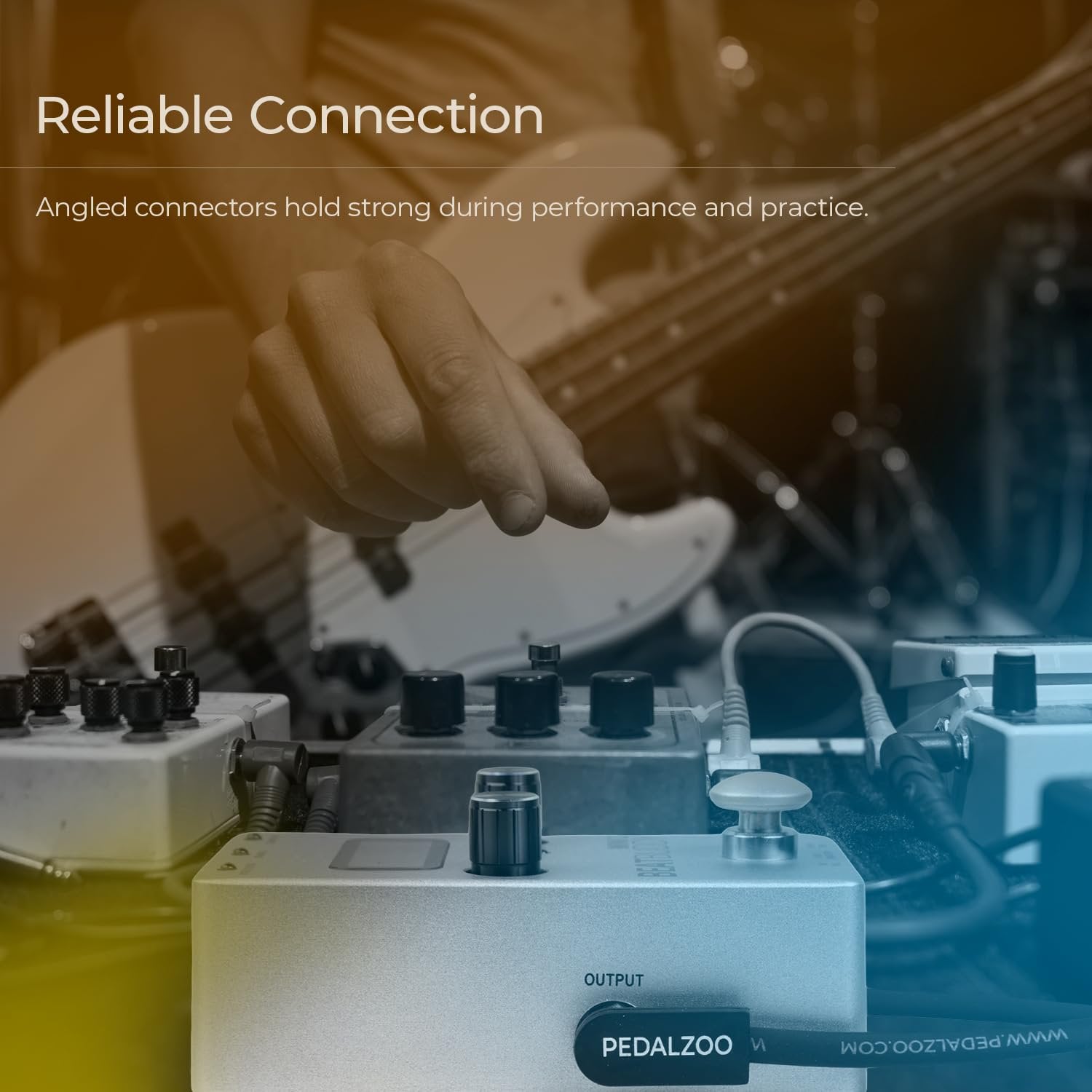 Pedalzoo Flat Patch Cable for Guitar Pedals, 6 Inch (3-Pack) – Low Noise Space-Saving Pedalboard Patch Cables with Angled Connectors, Oxygen-Free Copper, Dual Shielded Guitar Effects Cable