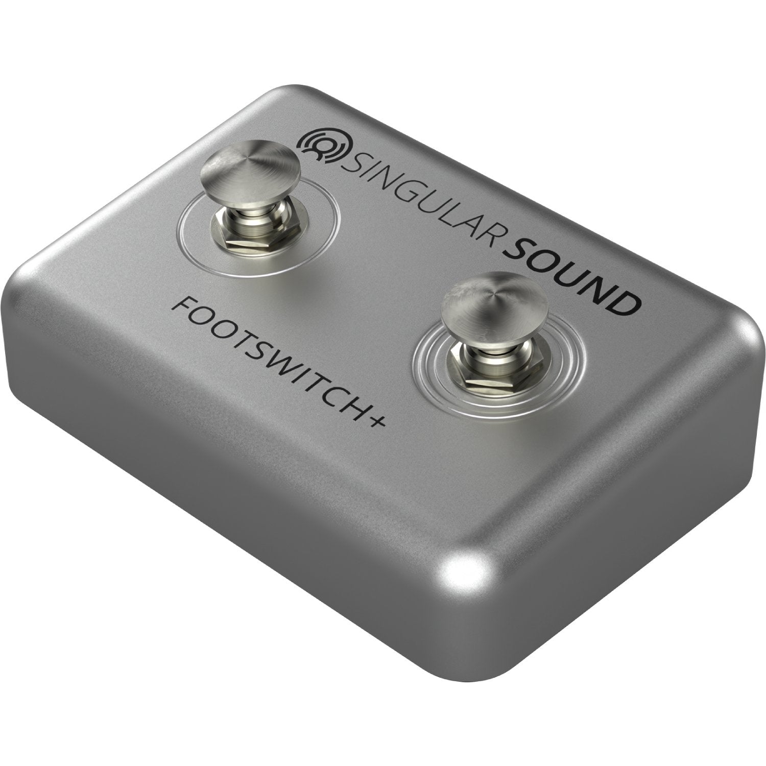 Singular Sound Footswitch+ angled view showing 1/4-inch TRS output jack
