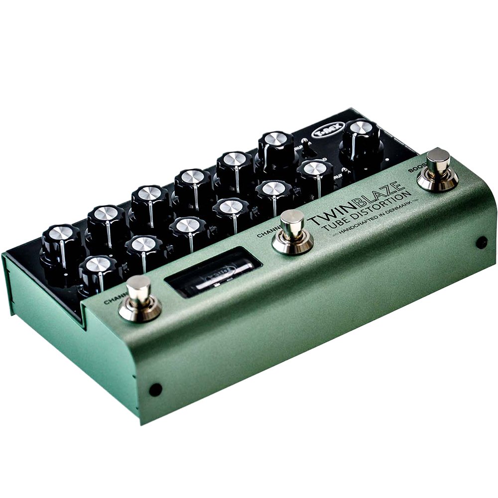 T-Rex TwinBlaze dual-channel tube overdrive and distortion pedal — side jacks