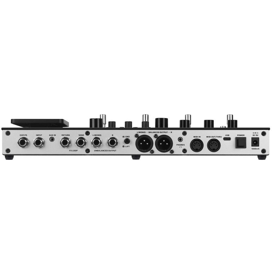 Rear panel of Valeton GP-200 showing FX loop, XLR outputs, MIDI and USB jacks