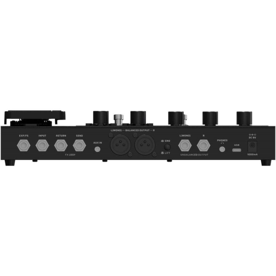 Rear panel of Valeton GP-200JR showing output, USB, MIDI and power jacks