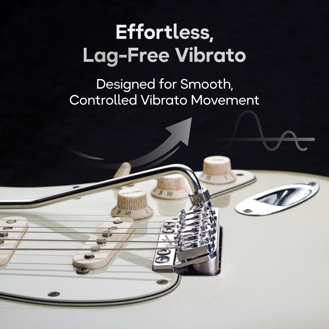 Vega-Trem VT1 Special 2-Point left-handed tremolo bridge — marketing graphic, 
