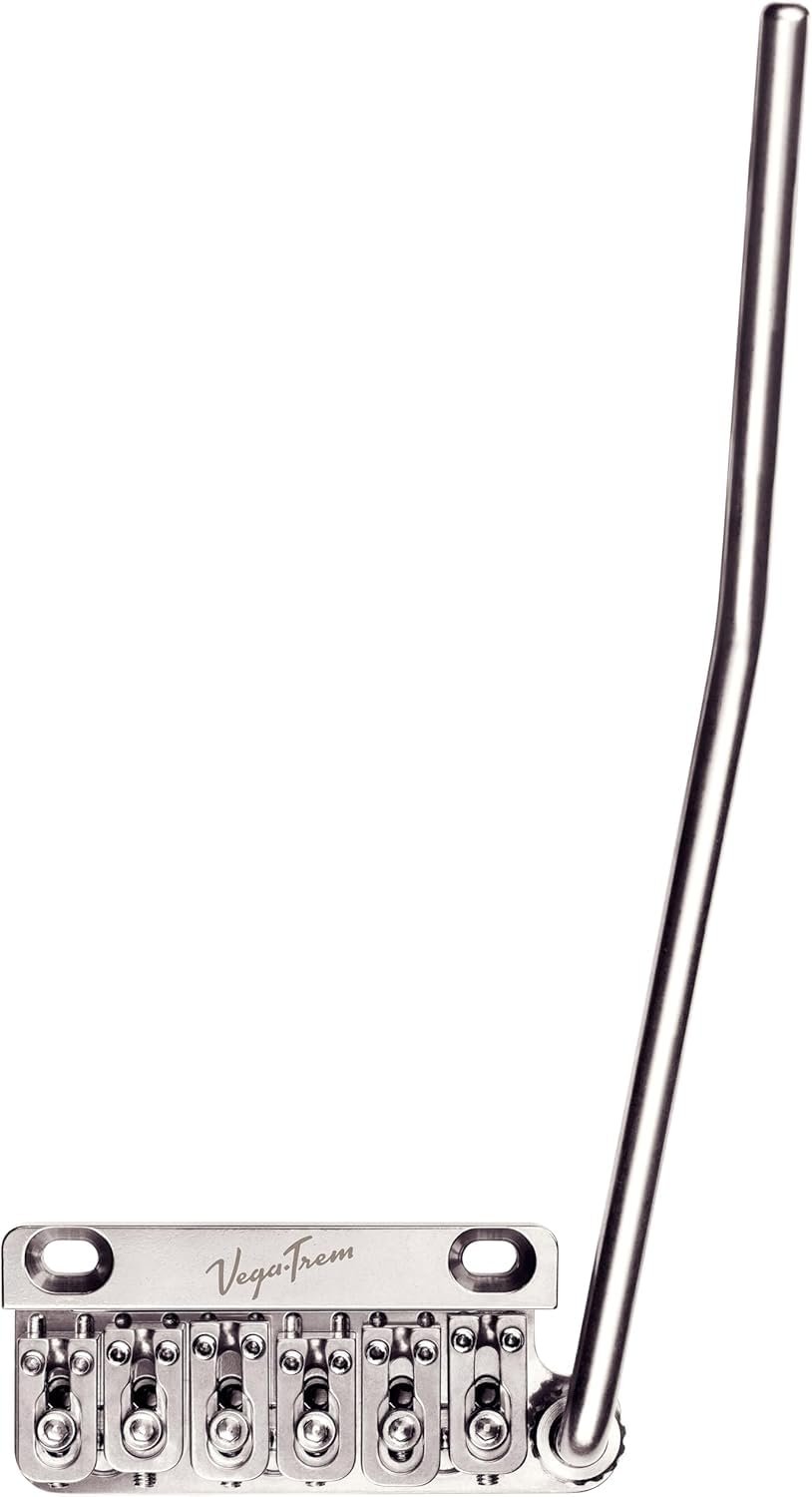 Vega-Trem VT1 Special 2-Point right-handed tremolo bridge in glossy finish, side profile with tremolo arm
