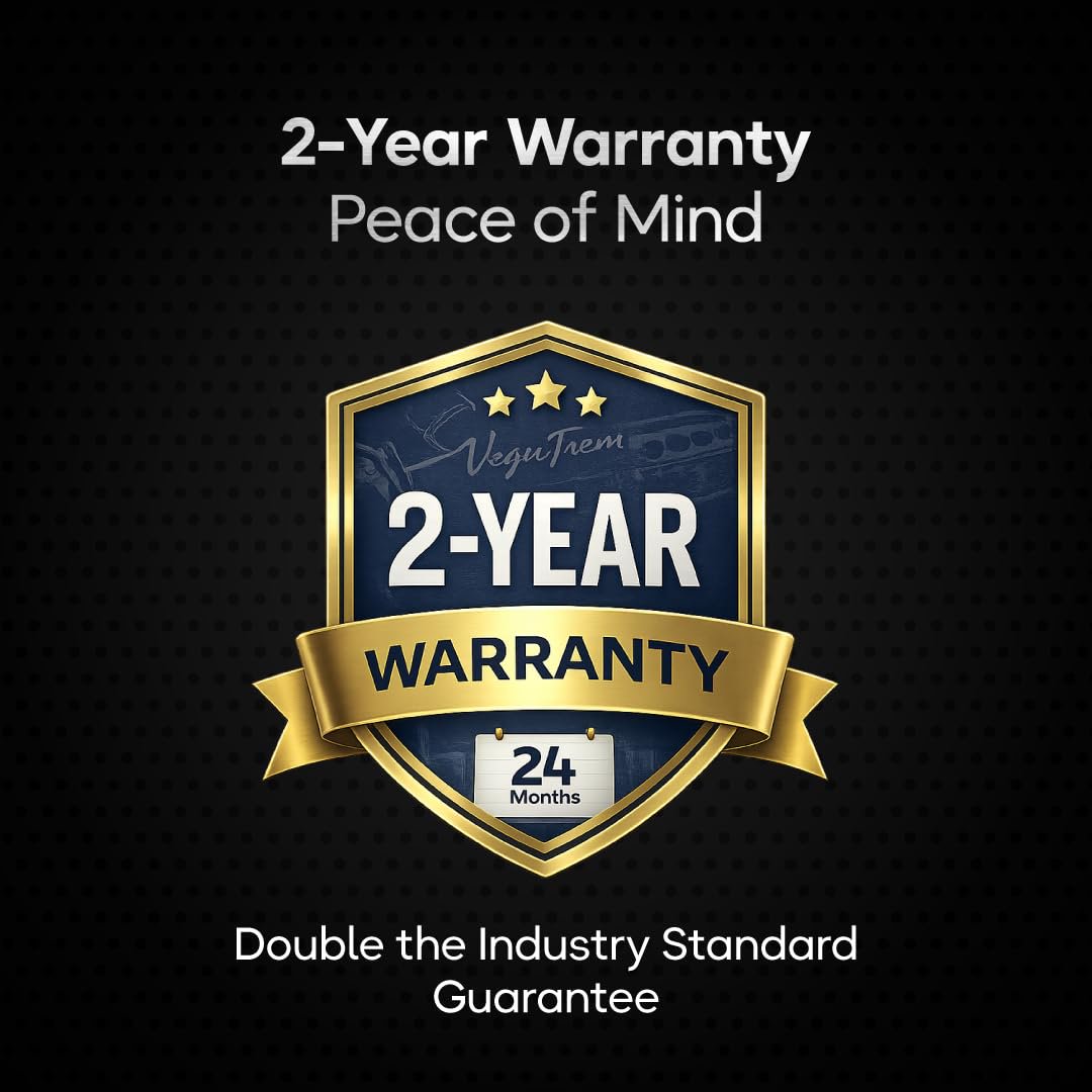 Vega-Trem 2-year warranty shield badge graphic with 