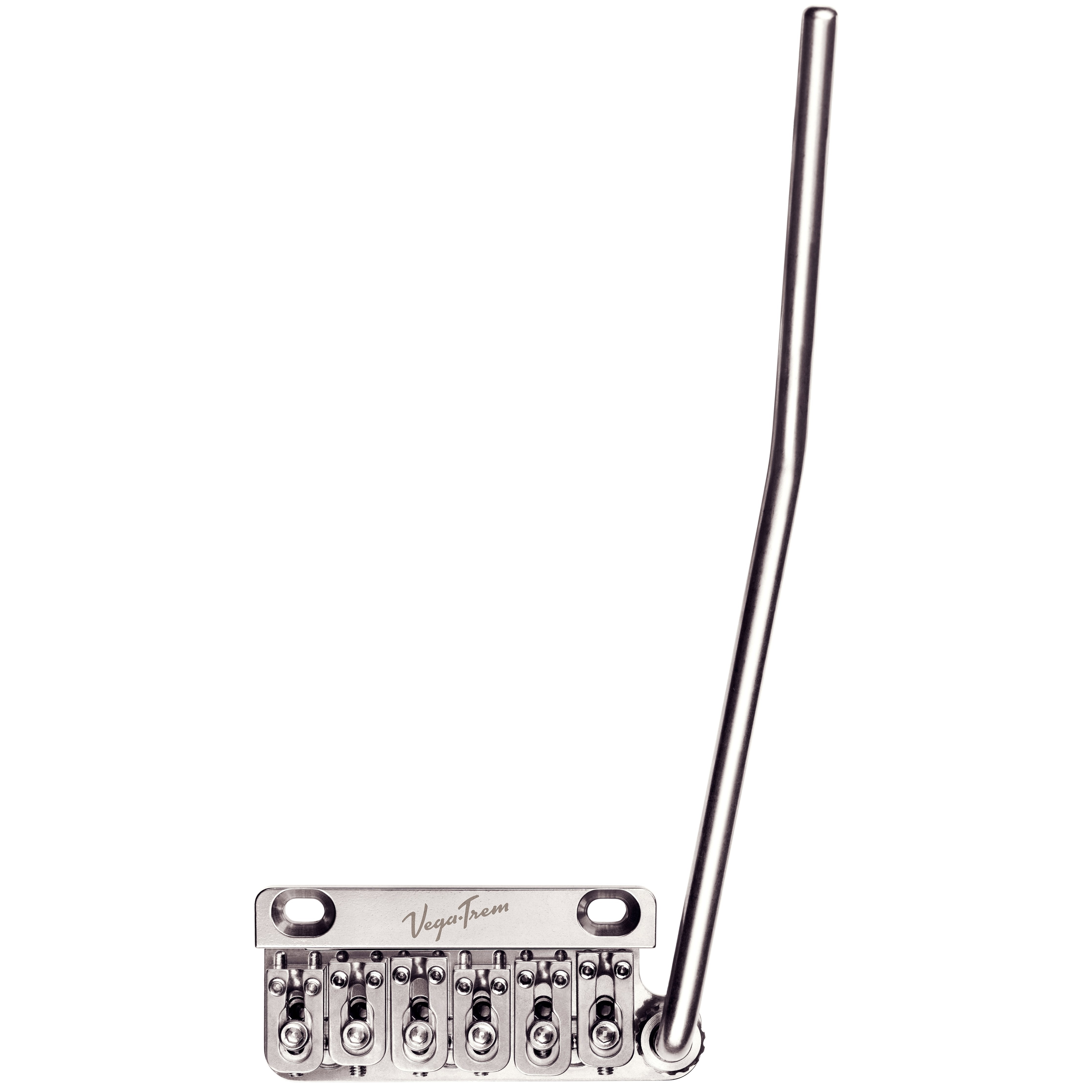 Vega-Trem VT1 Ultra-Trem 2-Point right-handed tremolo bridge in glossy finish with tremolo arm, angled front view on white background