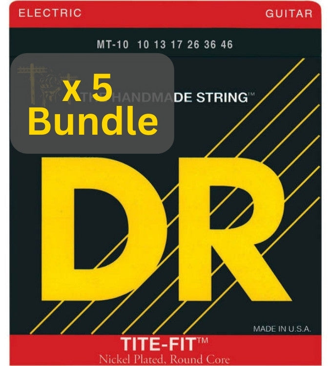 DR Strings MT-10 TITE-FIT 5-Pack Bundle 6-String Set Nickel-Plated Electric Guitar Strings Medium 10-46