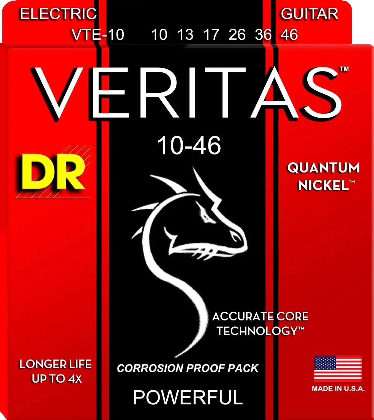 VTE-10 6-String Set VERITAS Coated Core Technology Electric Guitar Strings Medium 10-46