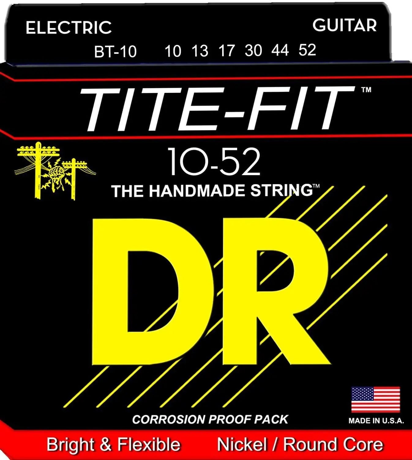 BT-10 6-String Set TITE-FIT Nickel Plated Electric Guitar Strings Medium to Heavy 10-52