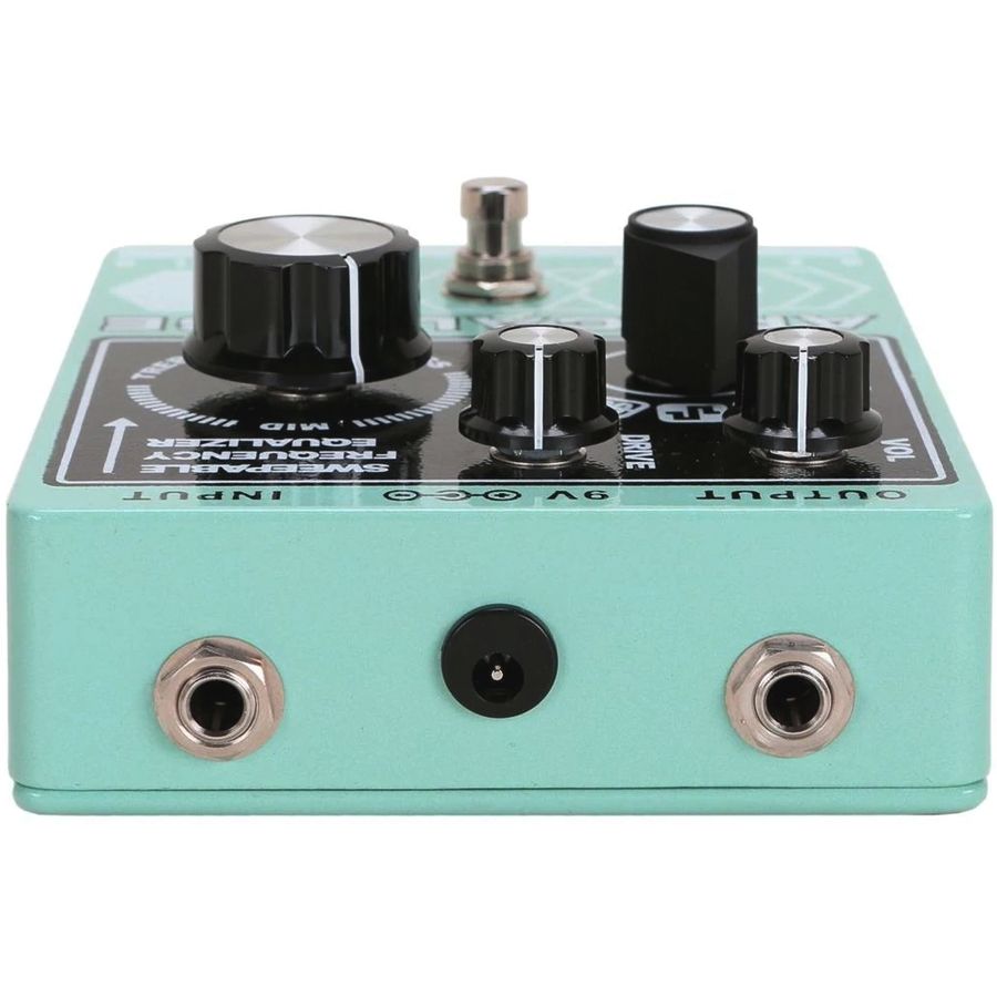 Top edge of the Death by Audio Apocalypse pedal showing the output jack, 9V DC power socket and input jack
