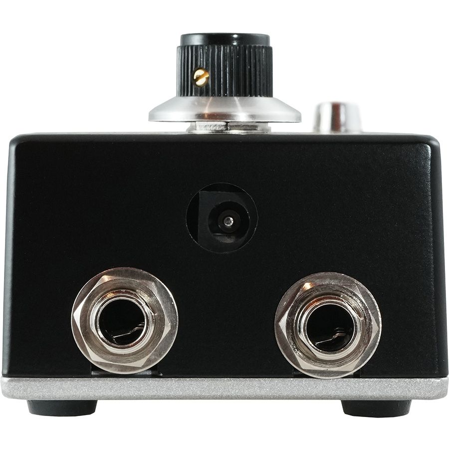 Rear panel of the Death by Audio Germanium Filter with the 9V DC socket between the input and output jacks