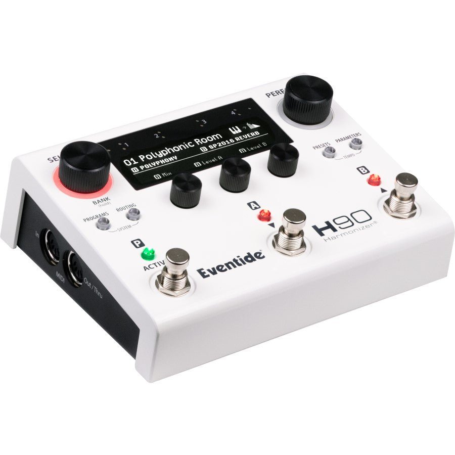 Eventide H90 Harmonizer white multi-effects pedal, high left view