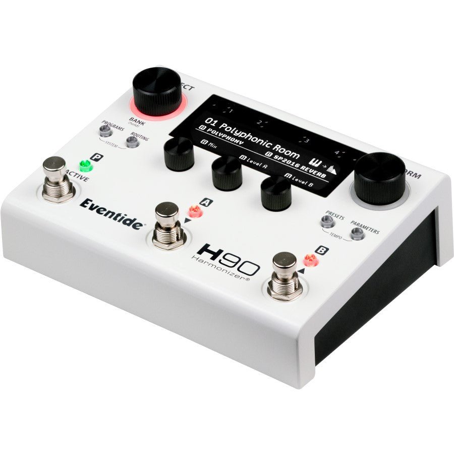 Eventide H90 Harmonizer white multi-effects pedal, high right view