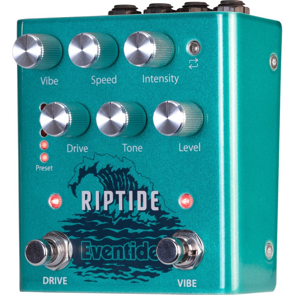 Eventide Riptide drive and Uni-Vibe pedal, angled right view