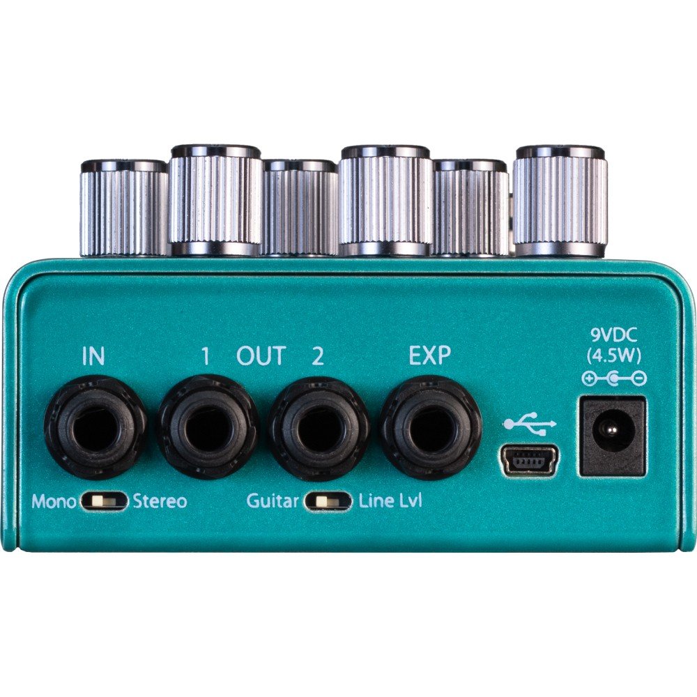 Eventide Riptide drive and Uni-Vibe pedal, rear input and output panel