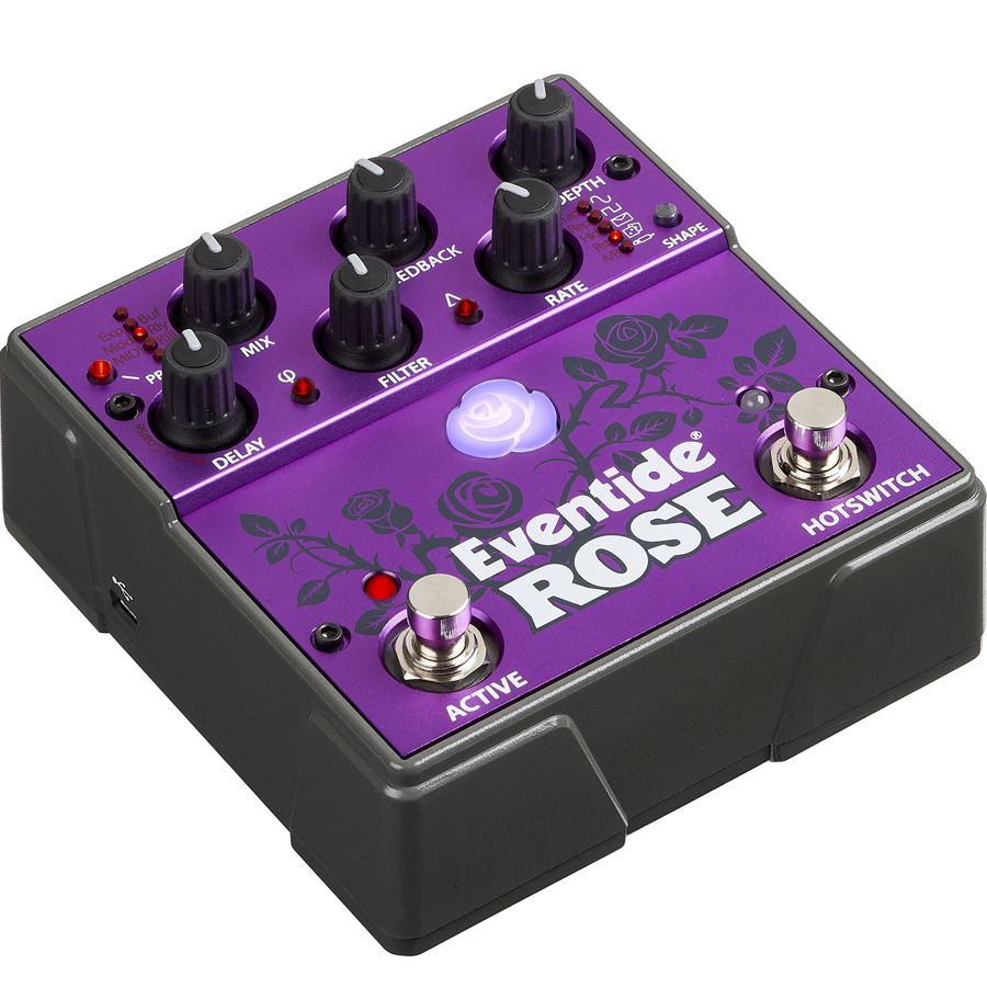 Eventide Rose modulated delay pedal, angled right view