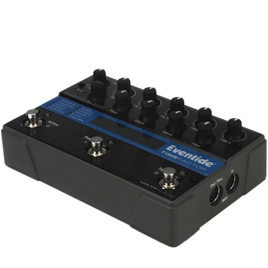 Eventide TimeFactor delay and looper pedal, angled right view
