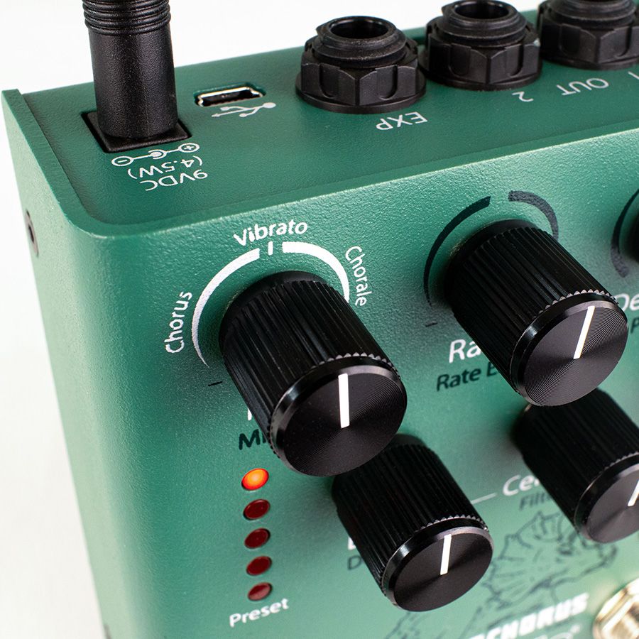 Eventide TriceraChorus pedal, control panel close-up