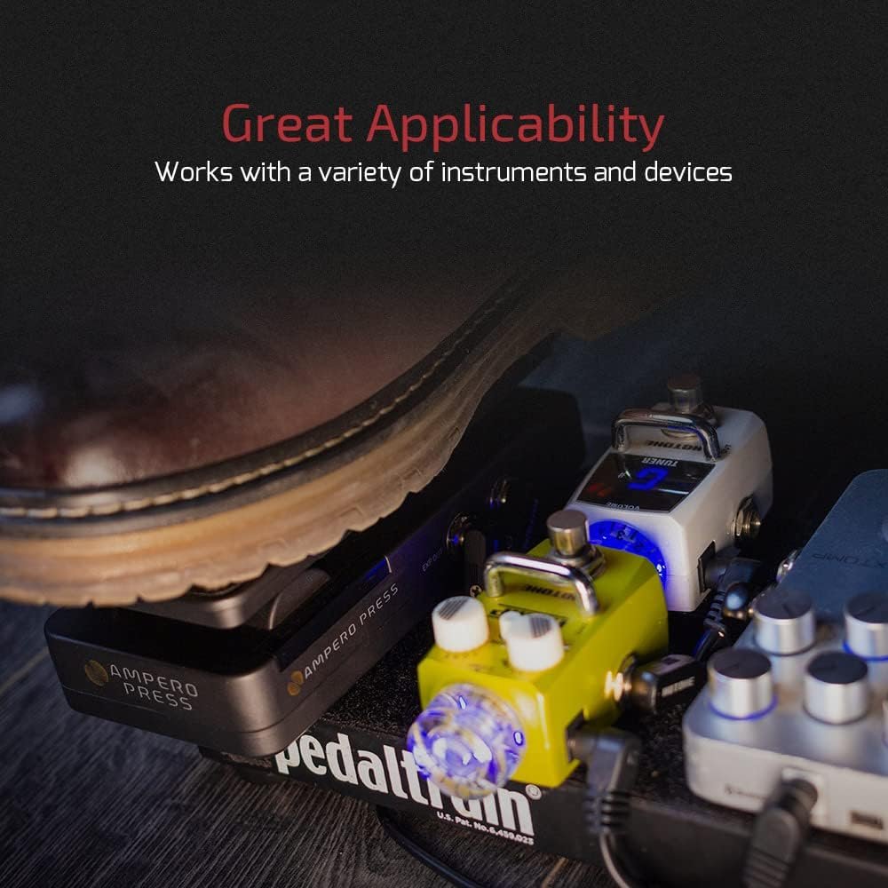 Hotone Ampero Press SP-30H marketing graphic: pedal used on a pedalboard with other effects