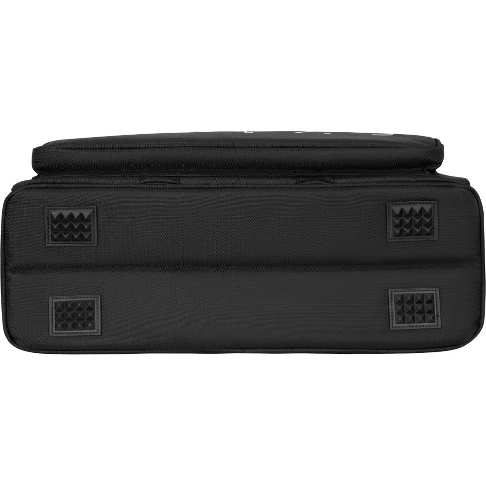 Hotone padded gig bag, end view showing ventilated mesh speaker panels