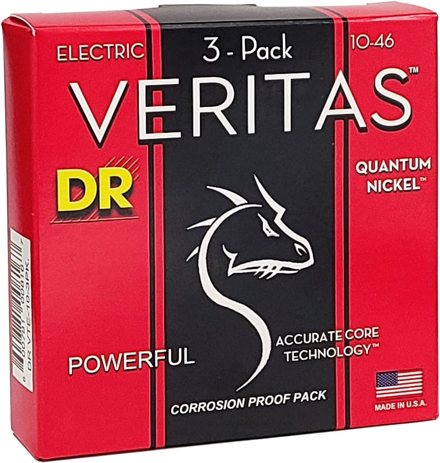 DR Strings VTE-10-3PK Veritas Coated Core Technology Electric Guitar Strings, Medium 10-46, 3-Pack