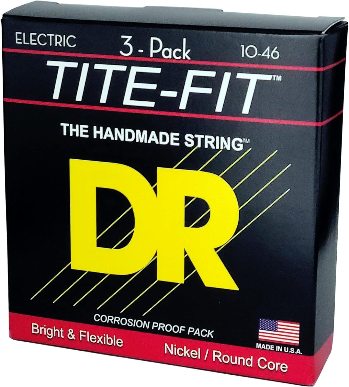 MT-10-3PK Tite-Fit Nickel Plated Electric Guitar Strings, Medium 10-46, 3-Pack