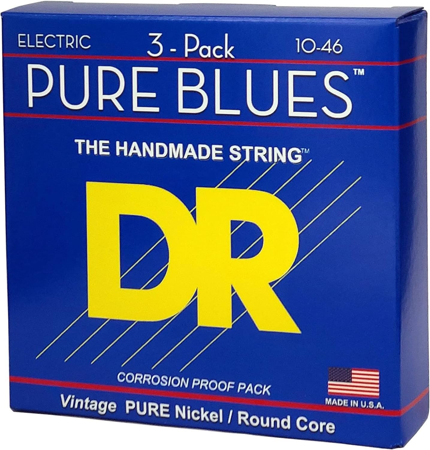PHR-10-3PK Pure Blues Pure Nickel Electric Guitar Strings, Medium 10-46, 3-Pack