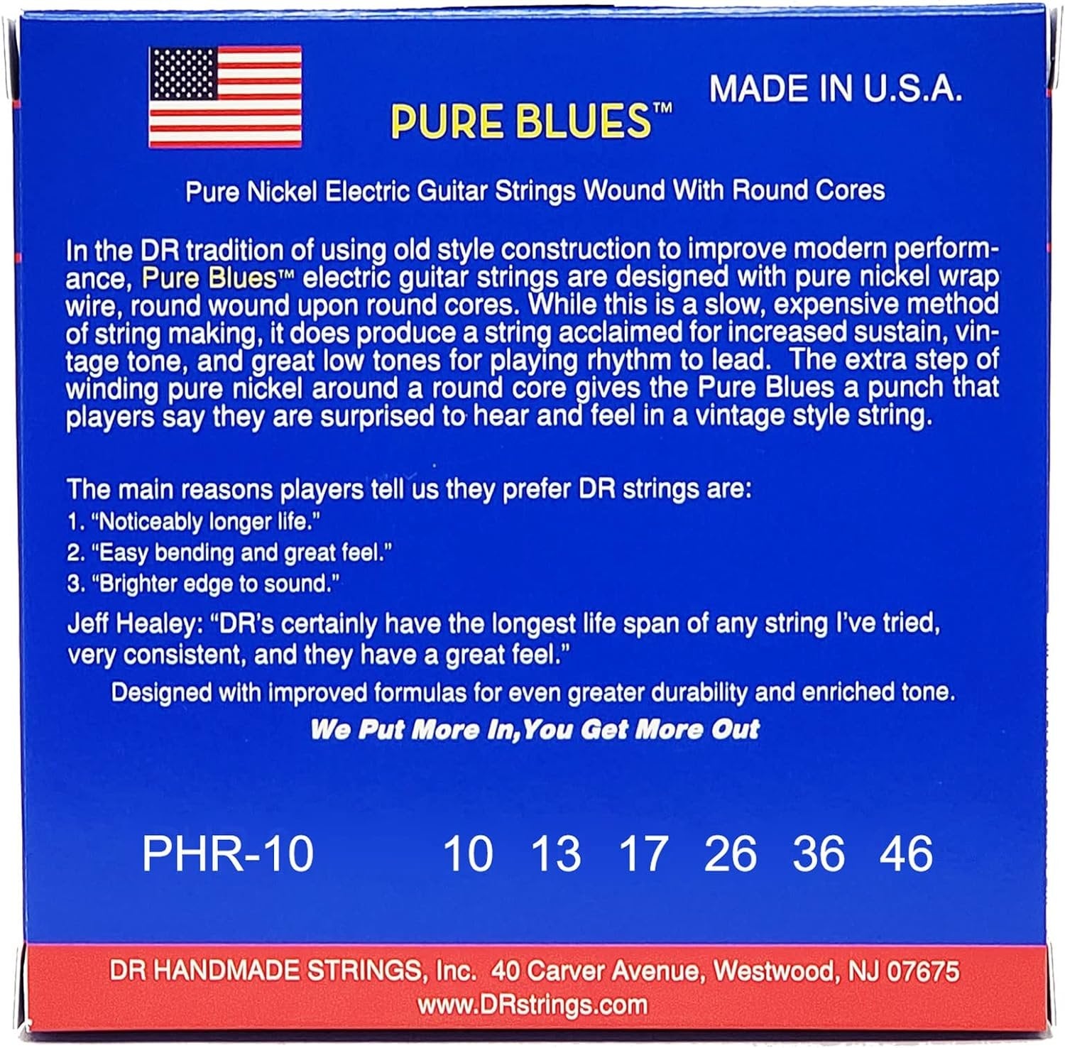 PHR-10-3PK Pure Blues Pure Nickel Electric Guitar Strings, Medium 10-46, 3-Pack