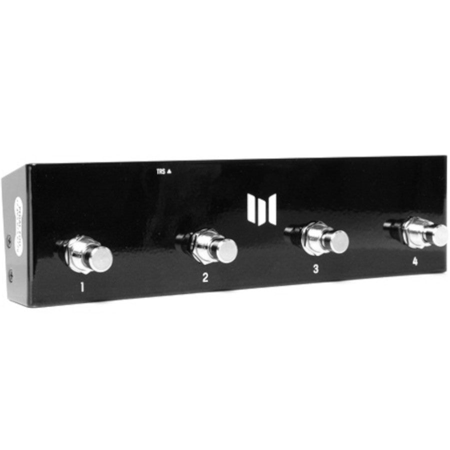Meris Preset Switch four-button footswitch viewed from an angled front perspective