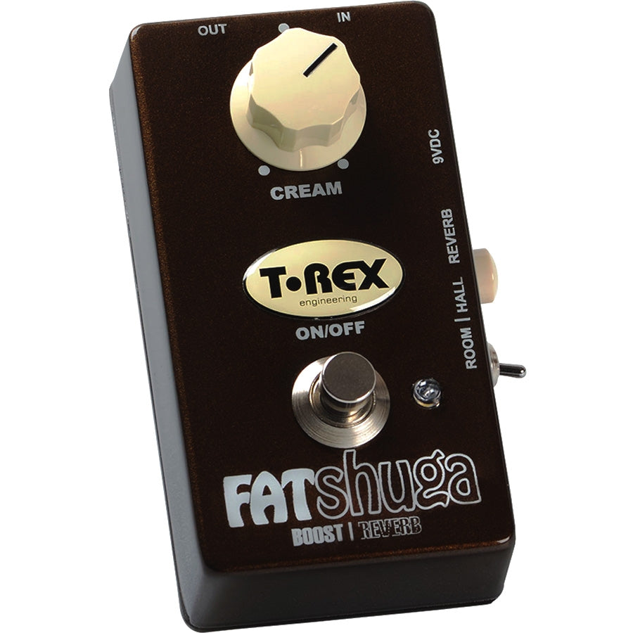 T-Rex Fat Shuga boost and reverb pedal — top panel controls