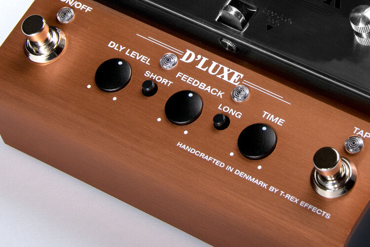 T-Rex Replicator D'Luxe real-tape echo delay pedal — short and long delay controls