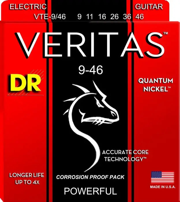 VTE-9/46 6-String Set VERITAS Coated Core Technology Electric Guitar Strings Light to Medium 9-46
