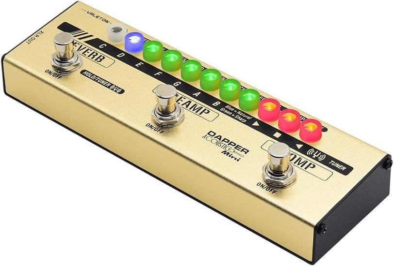 Valeton Dapper Acoustic Mini angled view with illuminated LED indicators