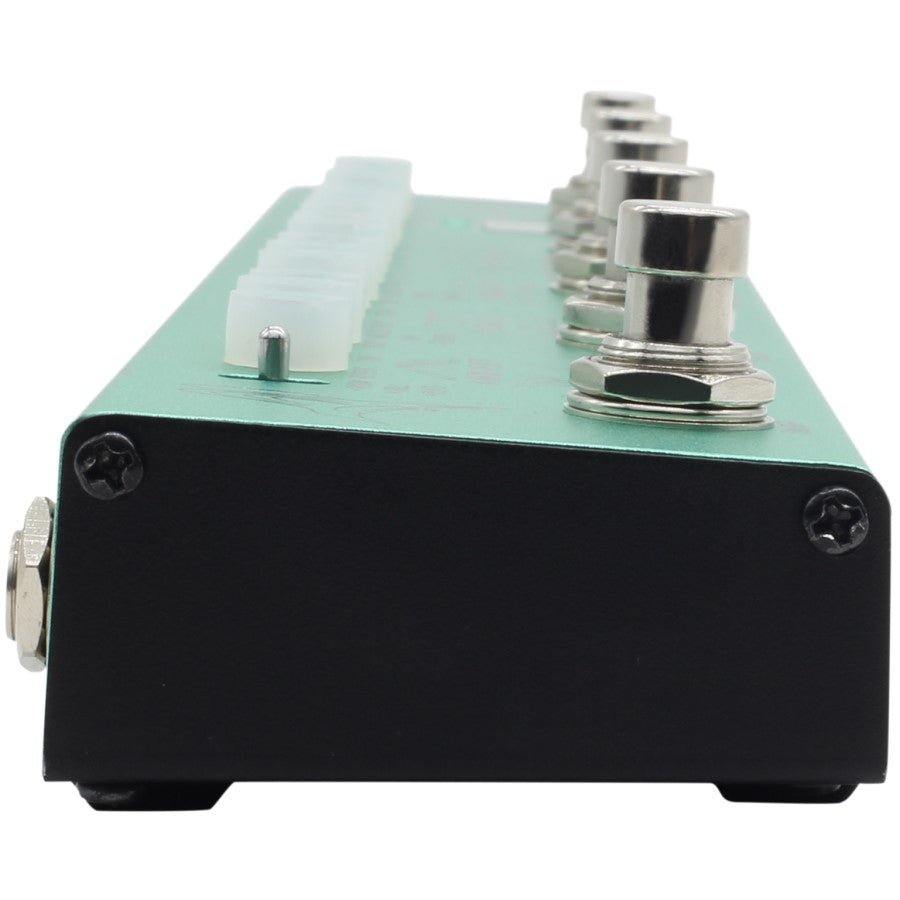 Close-up of Valeton Dapper Indie strip end panel with XLR output jack