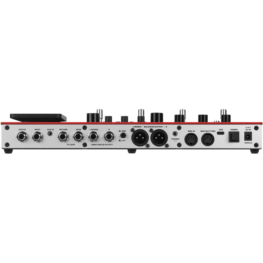 Rear panel of Valeton GP-200R showing FX loop, XLR outputs, MIDI and USB jacks